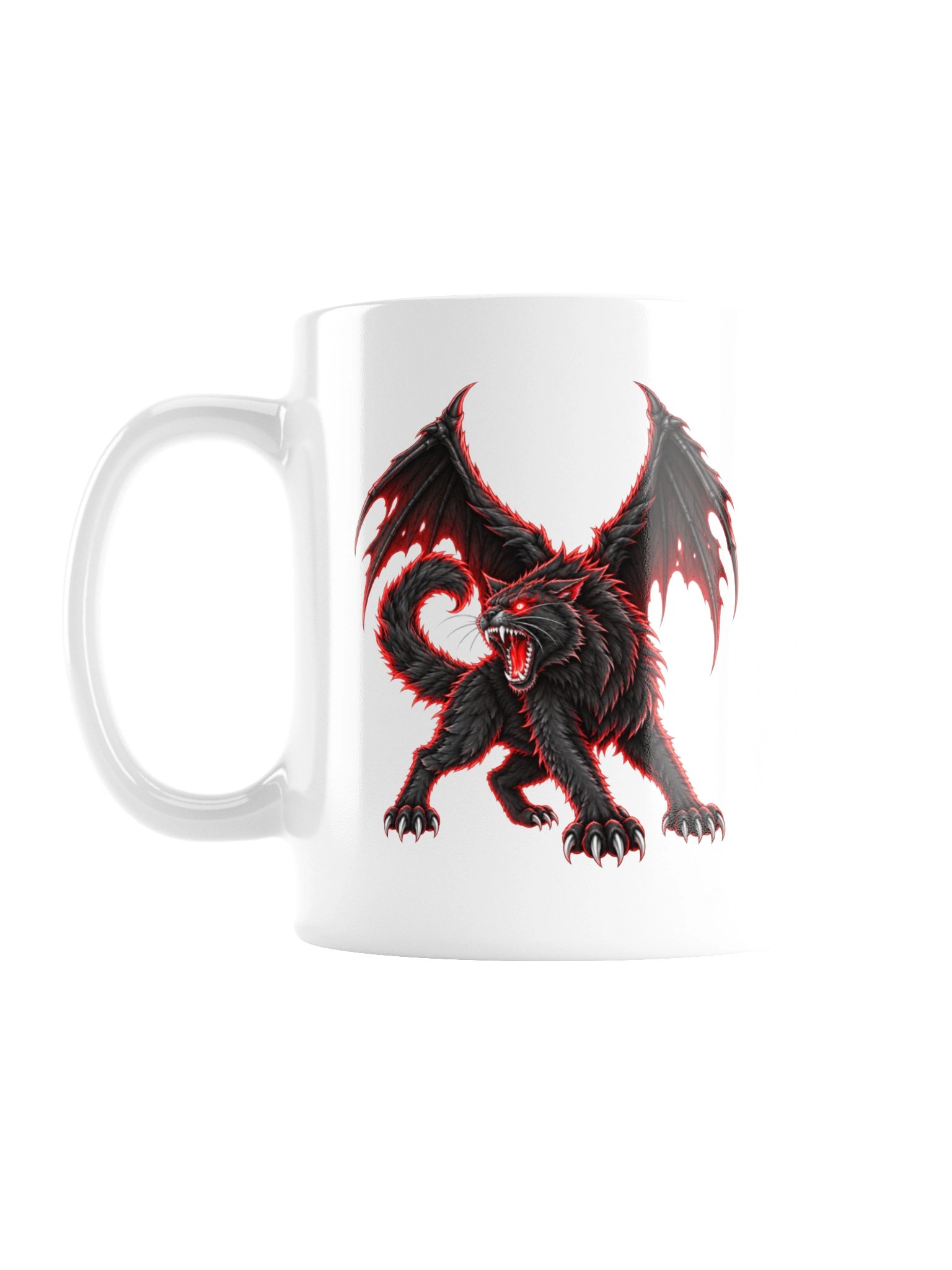 Hellfire Feline — Winged Black Cat of Halloween - Mug product image (1)