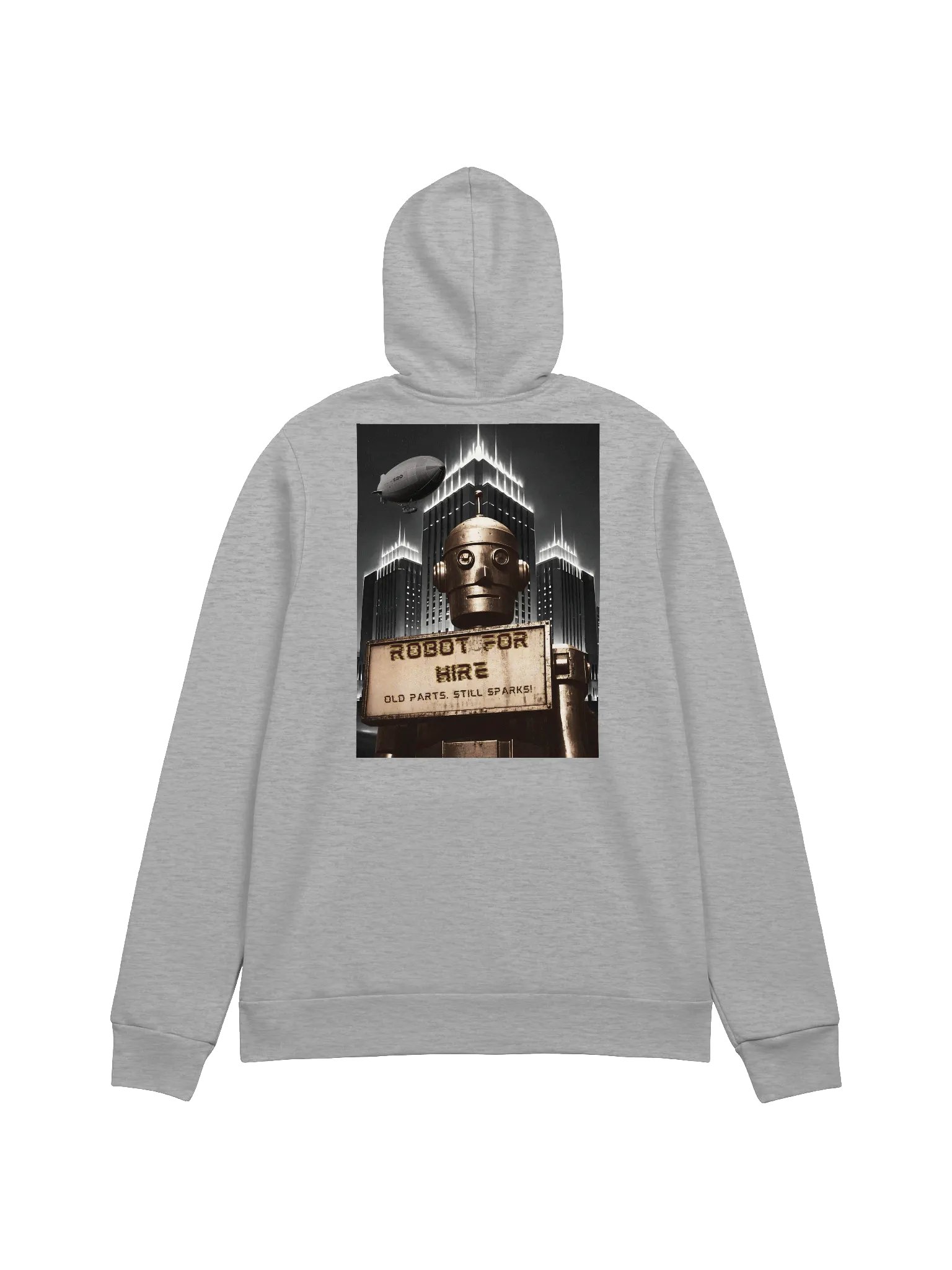 Robot For Hire Art Deco Hoodie Back Graphic - Vintage Sci-Fi Style product image (3)