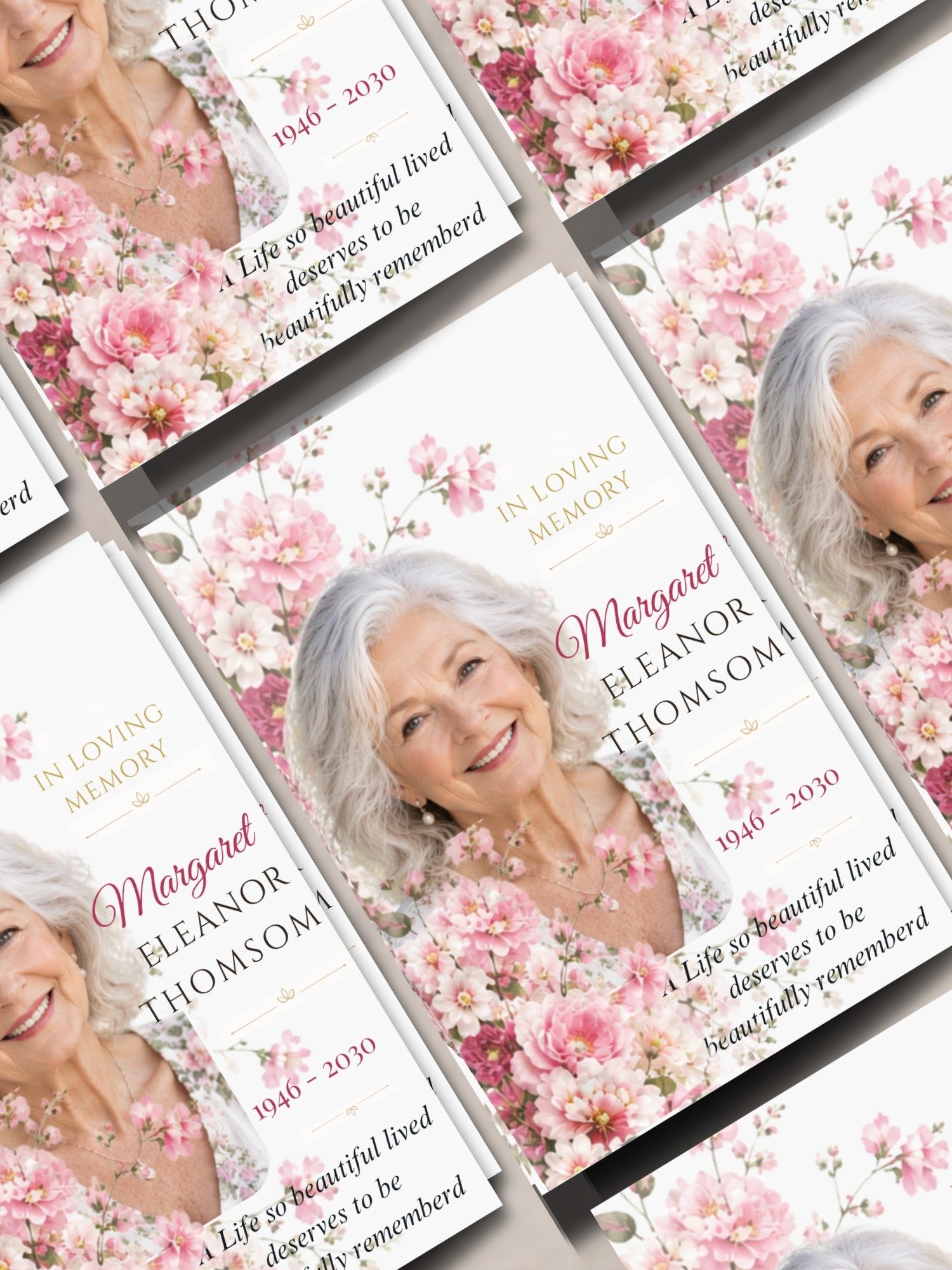 Celebration of Life Program for Woman | Funeral Obituary Canva Template with Mobile Version & QR Code product image (5)