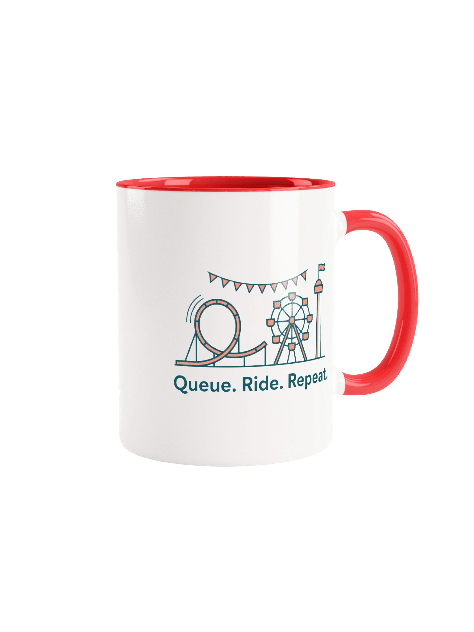 Queue Ride Repeat Coffee Mug – Roller Coaster & Theme Park Lover Gift product image (26)