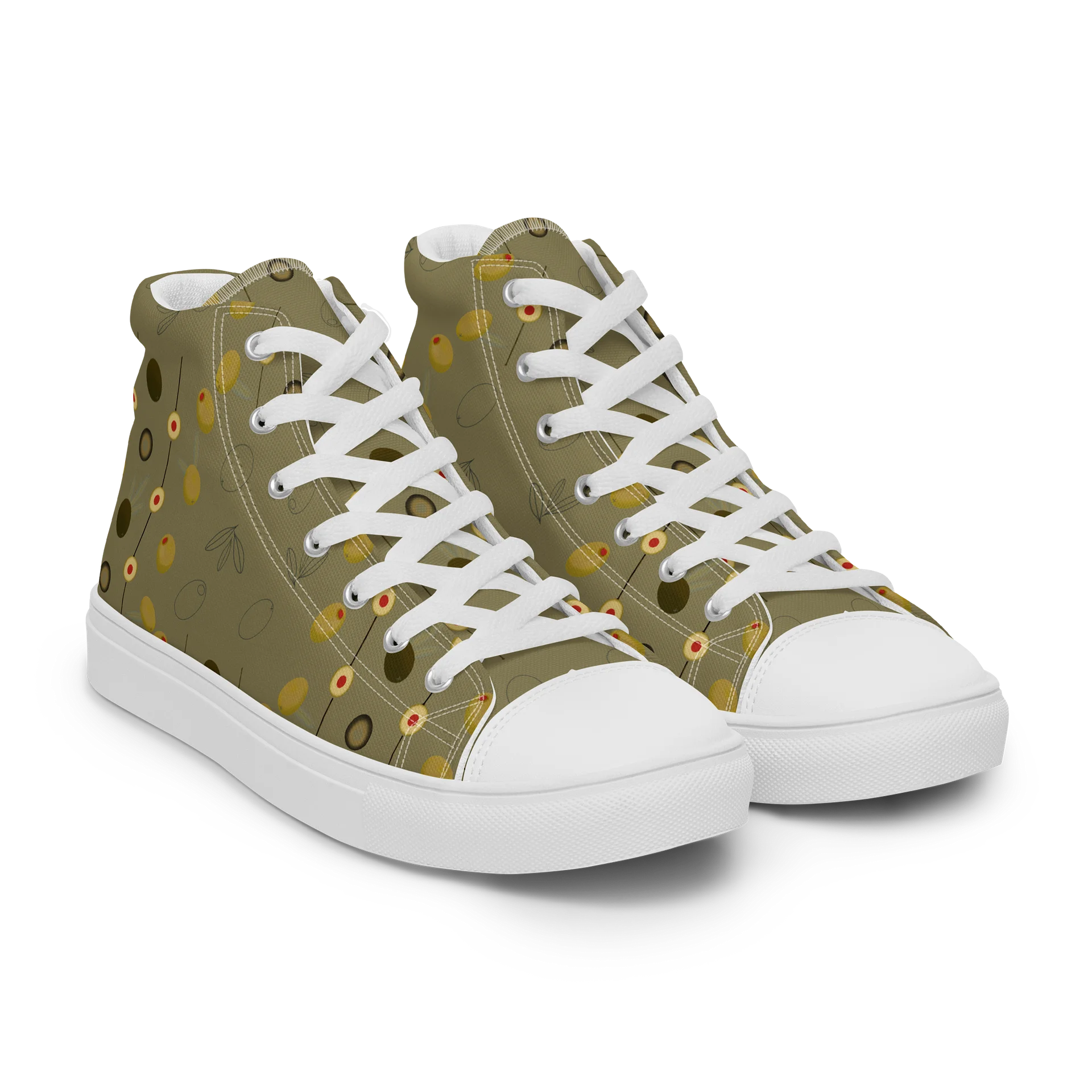 Olive Geometry Women's High Top Canvas Shoes – Olive product image (19)
