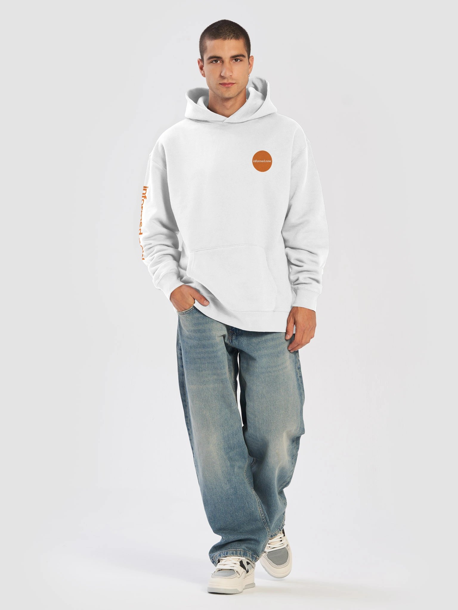 informed.now Unisex Premium Oversized Hoodie (White) product image (1)