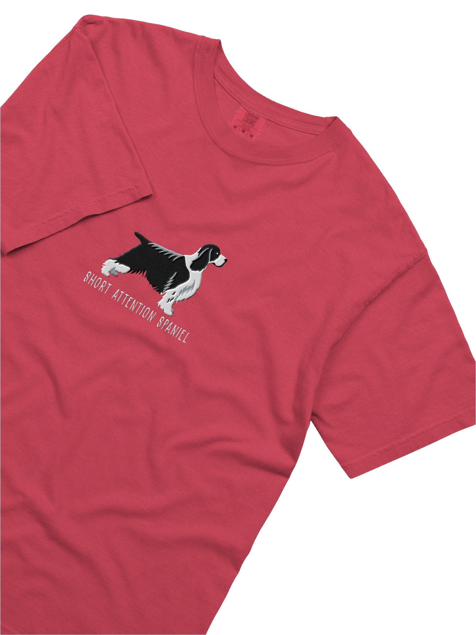 Short Attention Spaniel T-Shirt(Embroidered) of a Springer Spaniel(Black & White, Show Type) product image (8)
