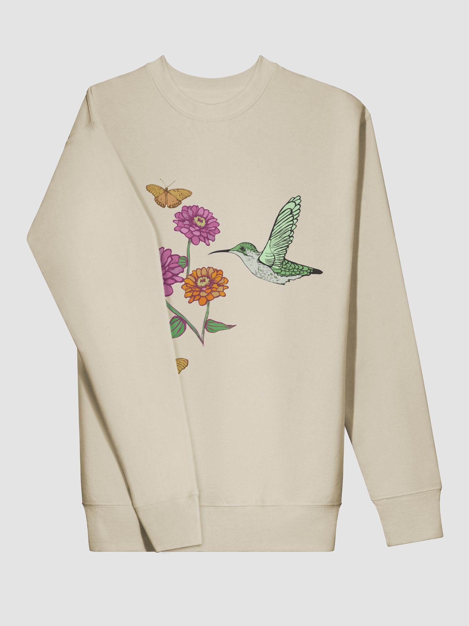 Hummingbird Butterfly Zinnia Sweatshirt product image (3)