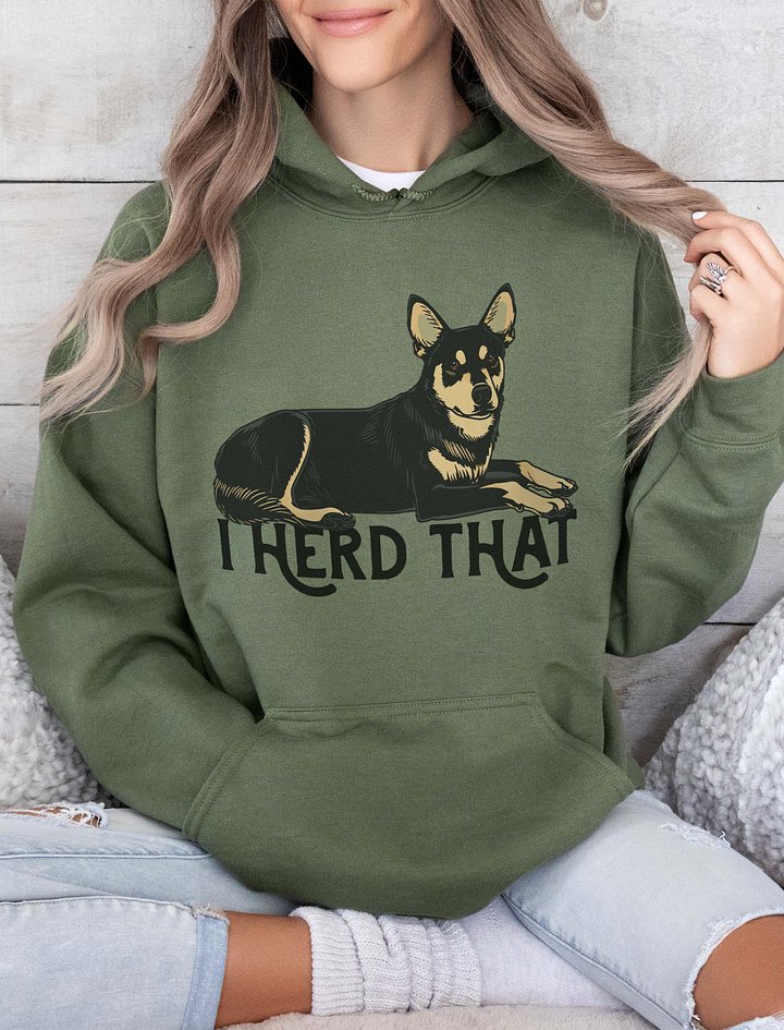I Herd That Hooded Sweatshirt | Funny Australian Kelpie (Black) Hoodie for Herding Dog Owners product image (2)
