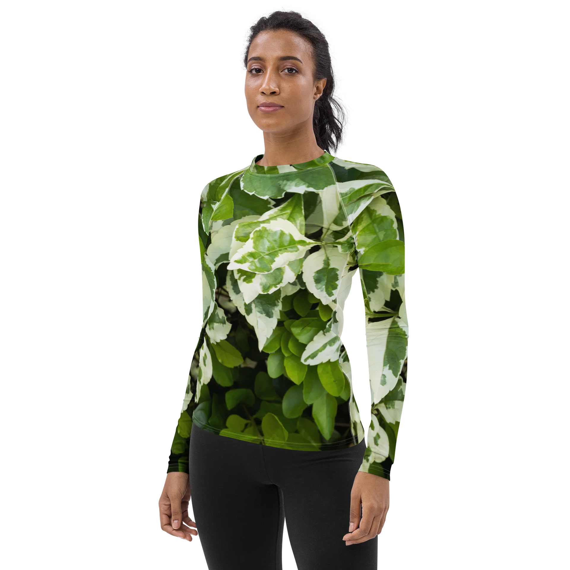 Moss & Parch All-Over Print Women's Rash Guard | Green & Cream Long Sleeve Water Tee product image (3)
