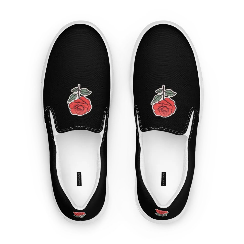 Red Rose Black Women's Canvas Slip-Ons product image (8)