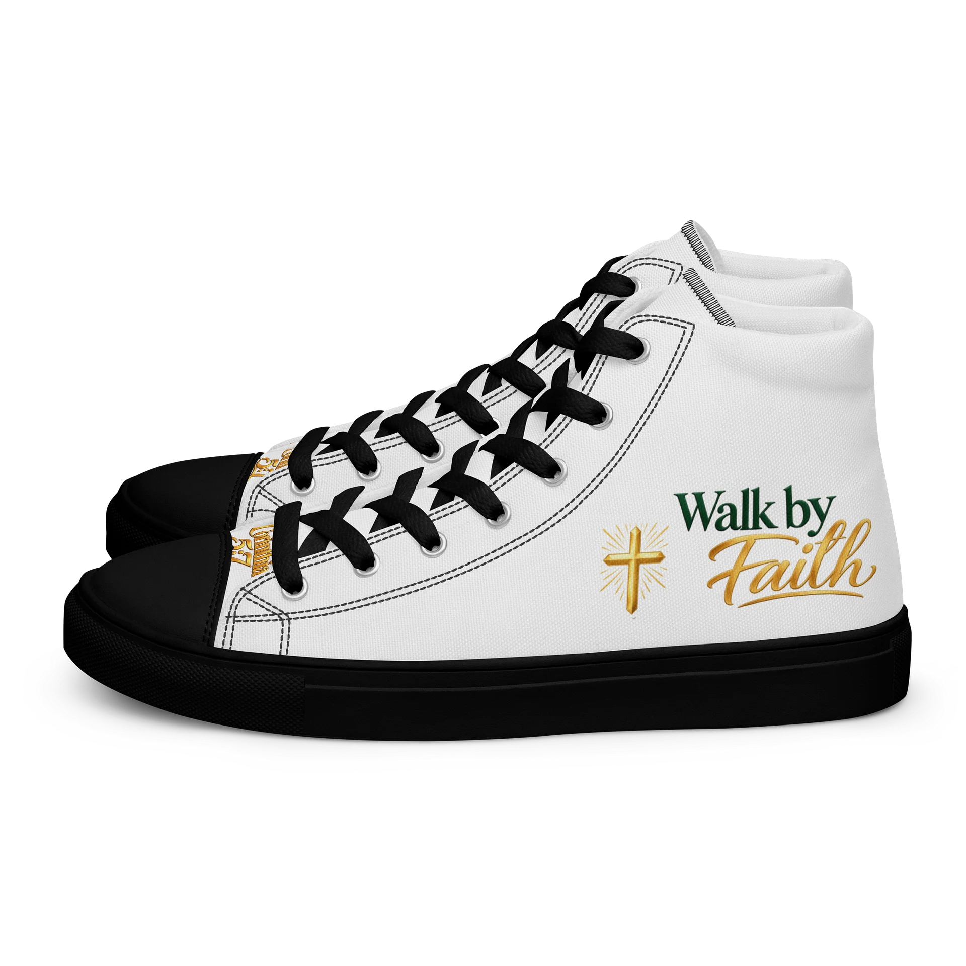 Walk by Faith Women’s High-Top Sneakers – 2 Corinthians 5:7 product image (1)