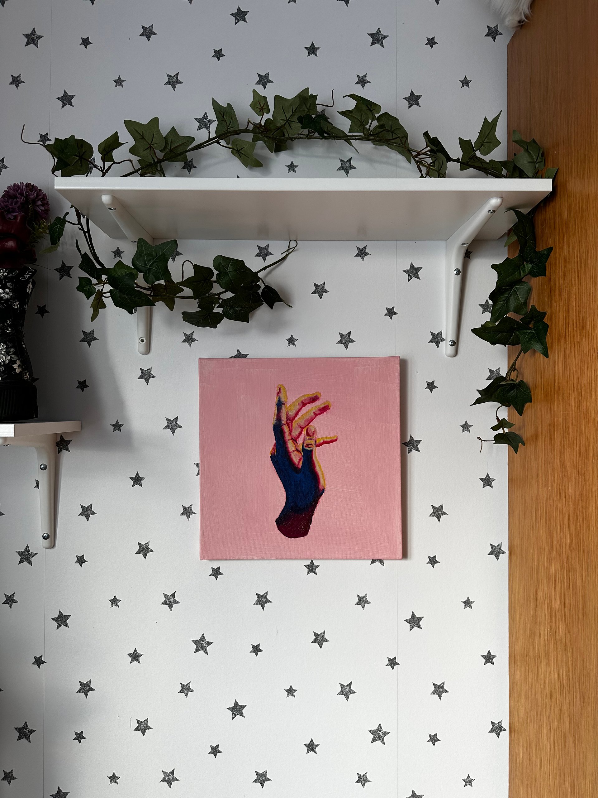 ’hold on’ hands on pink original oil on canvas painting product image (5)