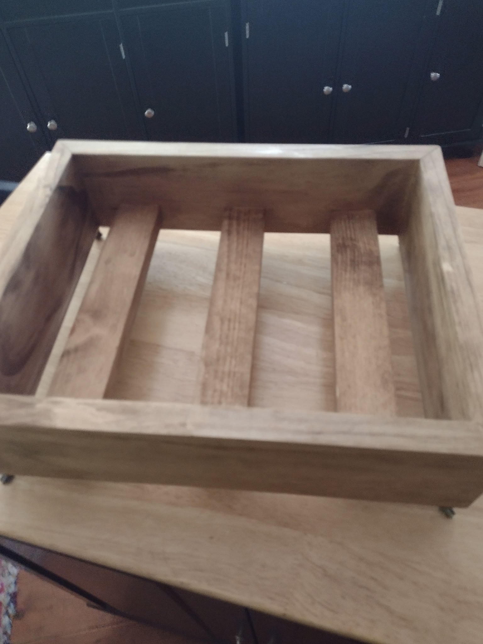 Handmade Wooden Buffet Server | Half-Size Steam Table Pan Holder with Antique Brass Handles & Decorative Feet | Rustic Serving Tray product image (6)