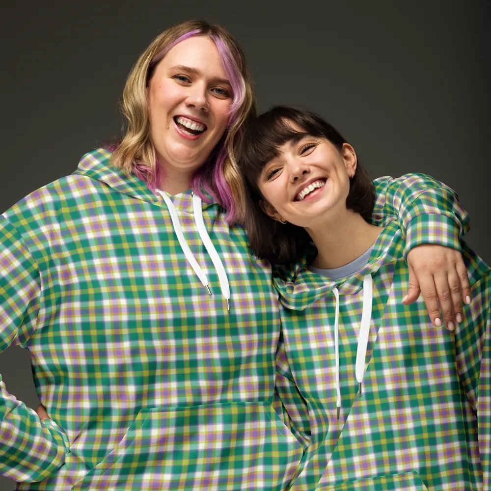 Seafoam Green and Purple Plaid Hoodie product image (3)