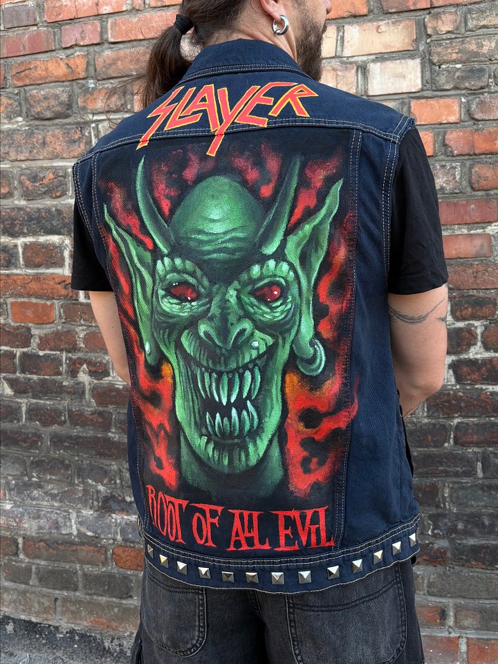 Slayer "Root of All Evil" Custom Hand-Painted Battle Vest — 1-of-1 Size M-L product image (2)