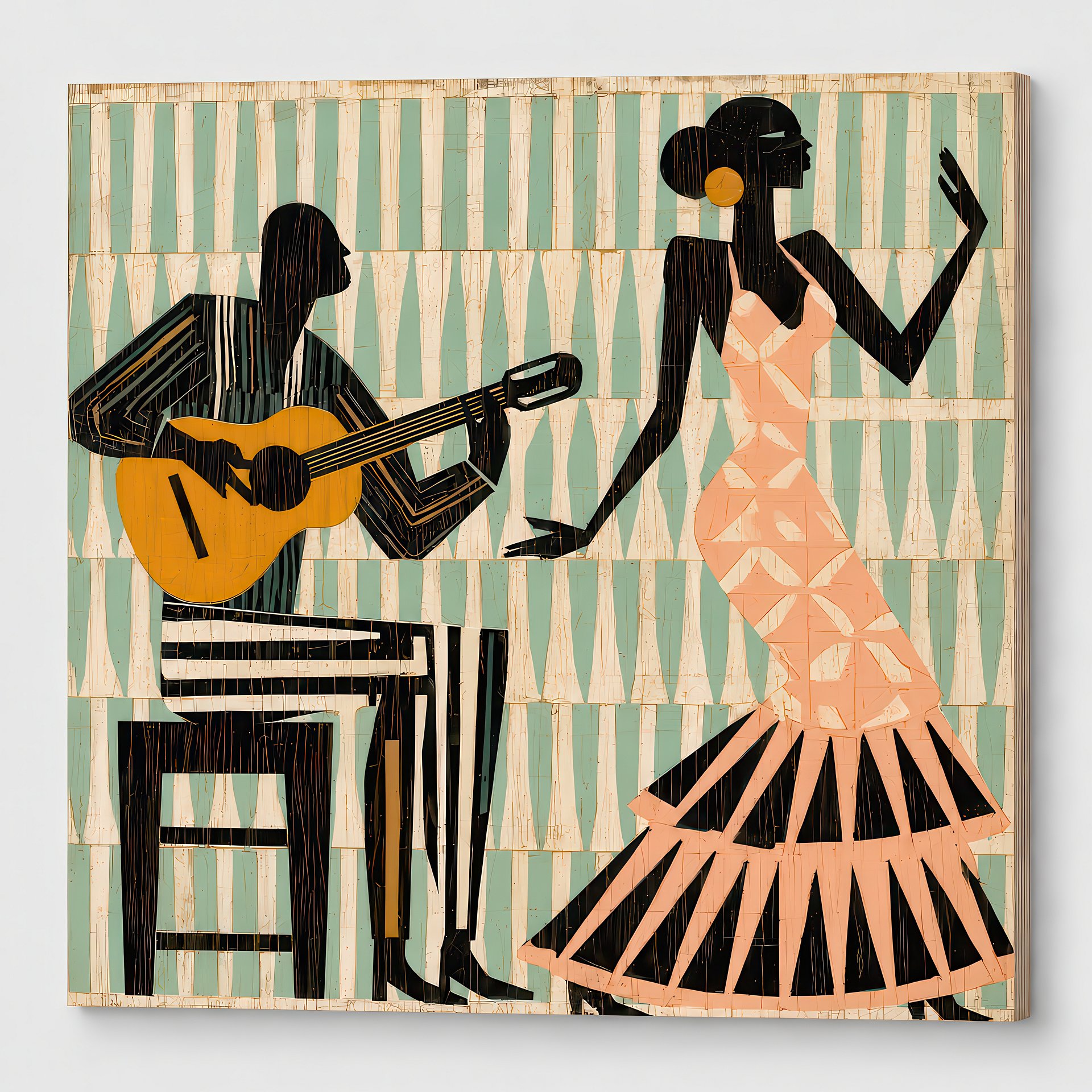 La Noche Española | Mid-Century Flamenco Birch Wood Art | Wall Decor | 24x24″ (60x60 cm) product image (9)