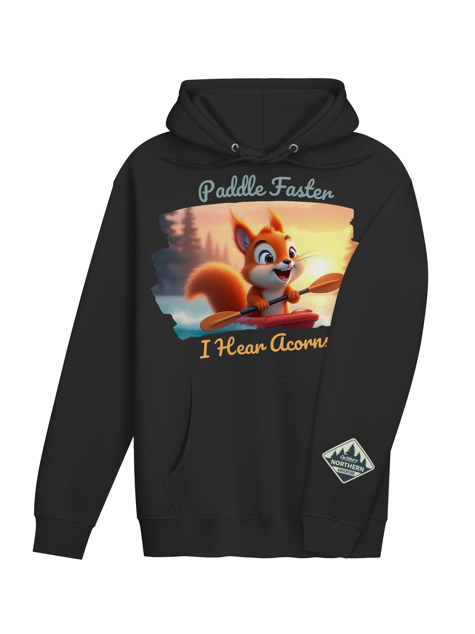 Paddle Faster, I Hear Acorns – Funny Kayaking Red Squirrel Unisex Hoodie product image (4)