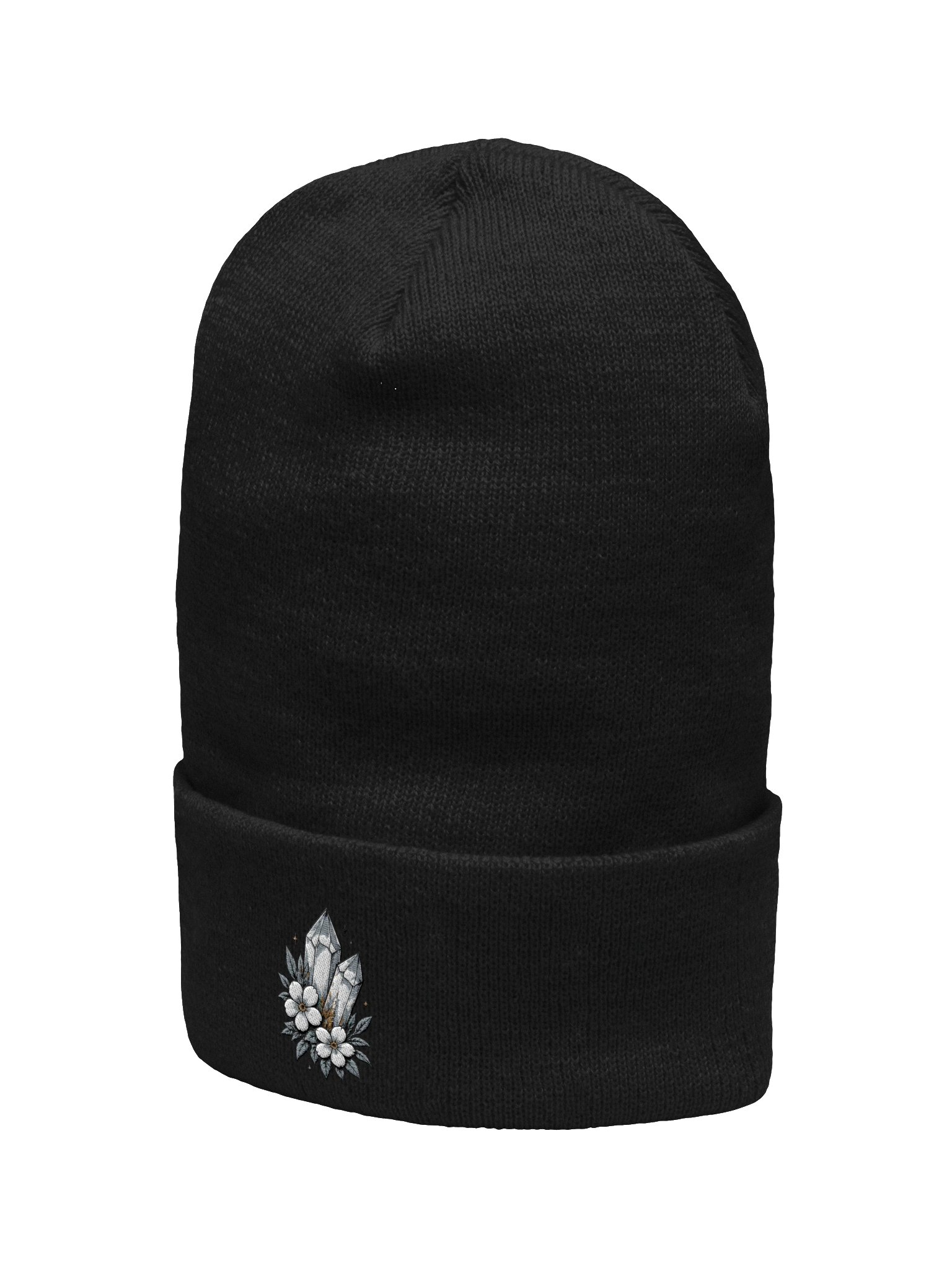 Crystal Bloom Embroidered Beanie | Botanical Crystal Cuffed Hat product image (16)