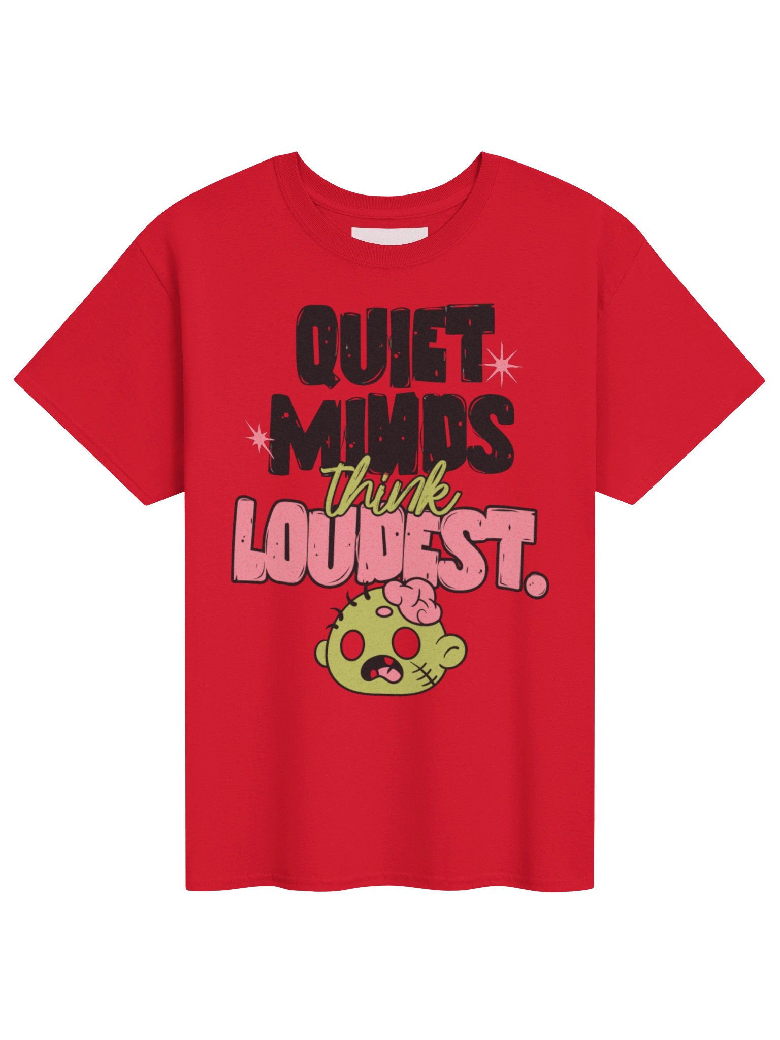 "Quiet Minds Think Loudest" T-Shirt – Red Oversized Graphic Tee product image (1)