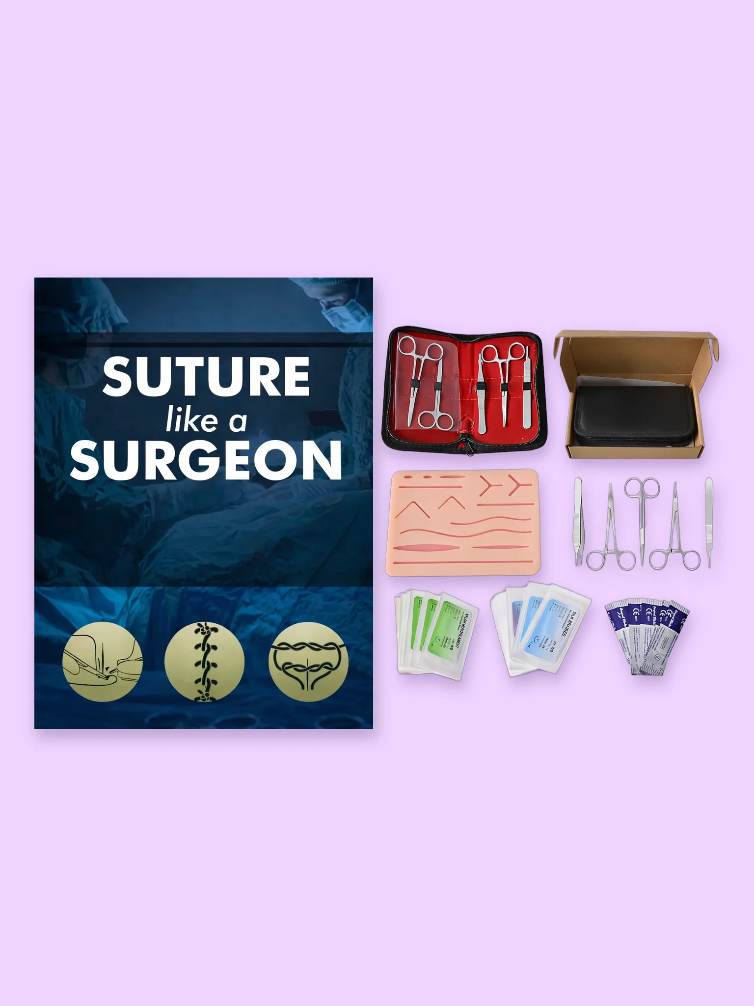 Suture Mastery Set: Ultimate Suture Kit and Suture Like a Surgeon Book product image (1)