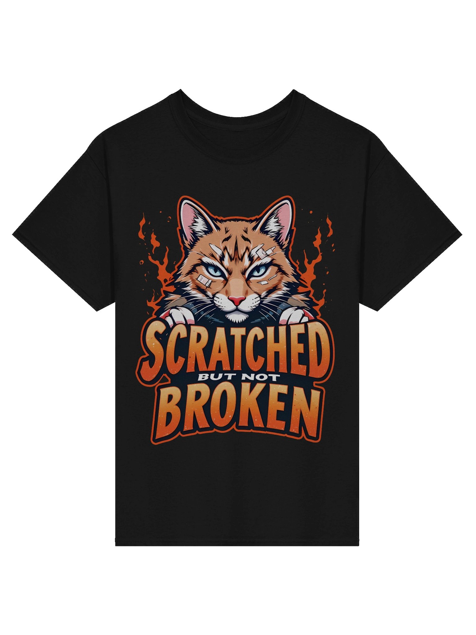 'Scratched But Not Broken' Motivational Cat T-Shirt - Fierce Resilience Tee product image (1)