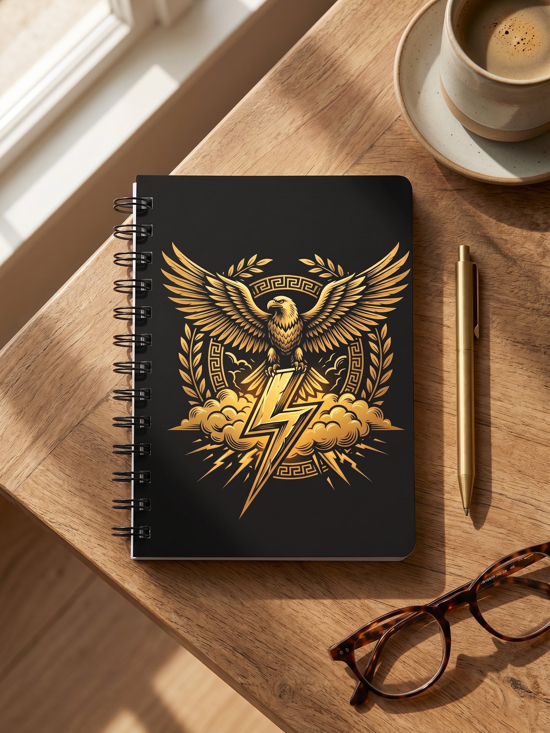 Zeus Notebook – Greek Mythology Spiral Journal with Eagle & Lightning Design product image (1)