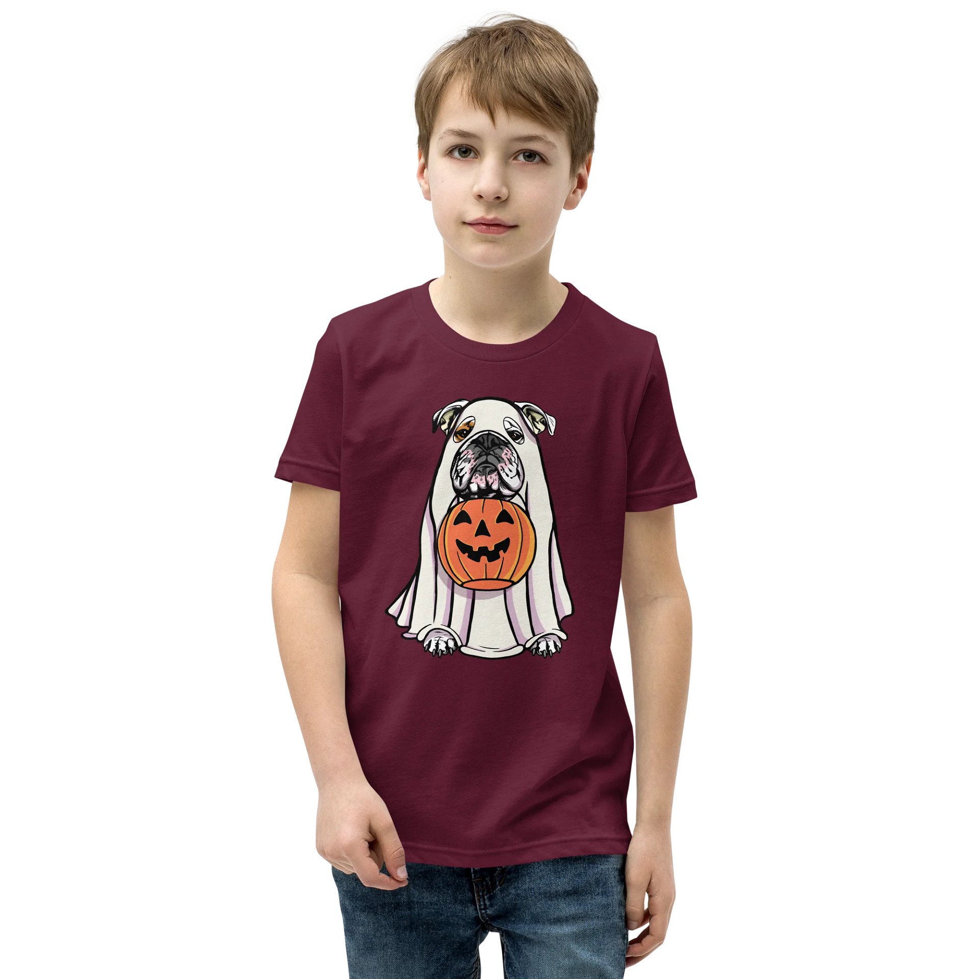 Halloween English Bulldog(White) Youth T-Shirt product image (1)