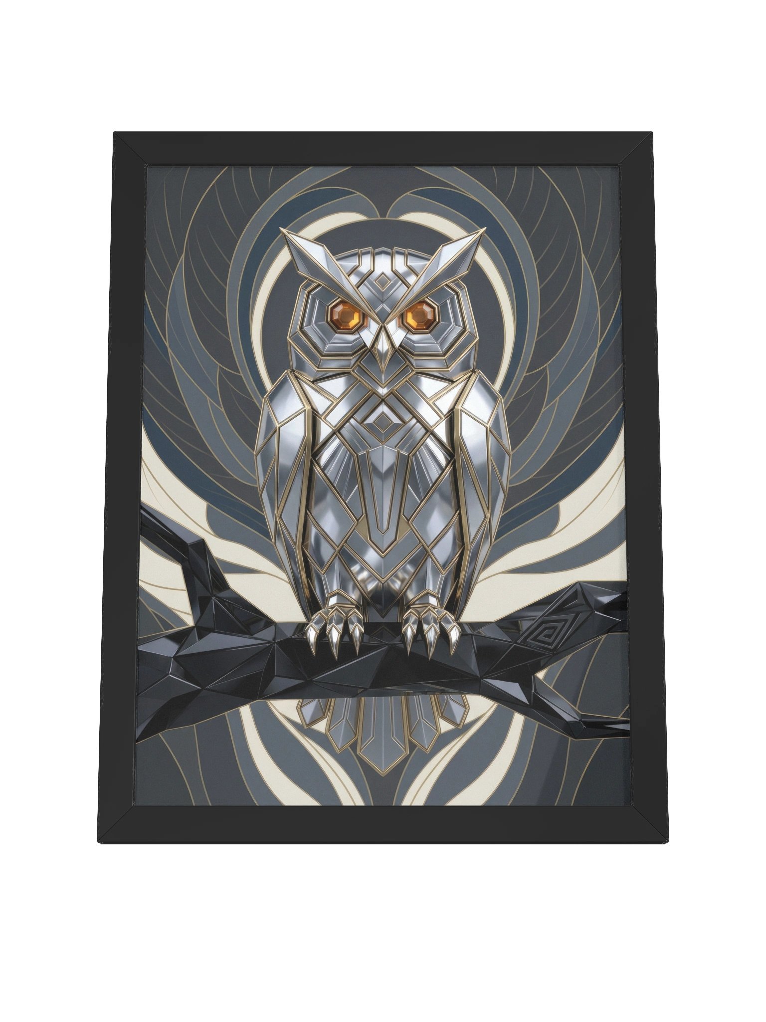 Geometric Metallic Owl Framed Poster - Neo-Deco Wall Art product image (4)