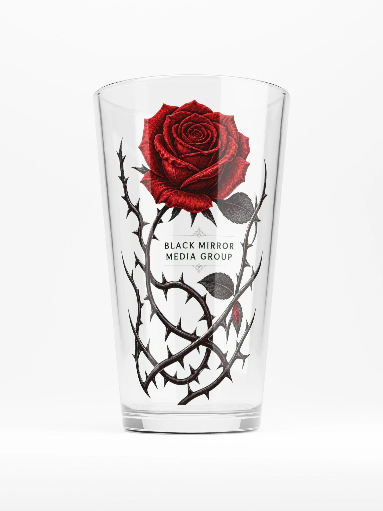 Black Mirror Rose & Thorn Shaker Pint Glass product image (1)