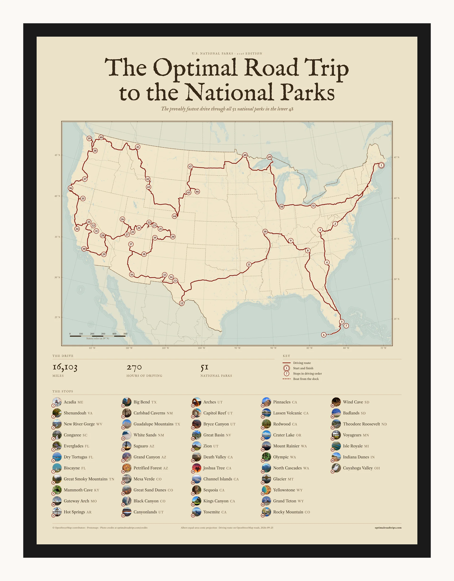 U.S. National Parks 2026, Atlas, 18 x 24 in, black-framed poster product image (1)