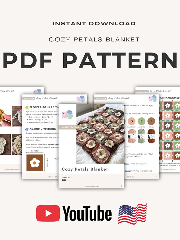 Cozy Petals Blanket Crochet Pattern product image (2)