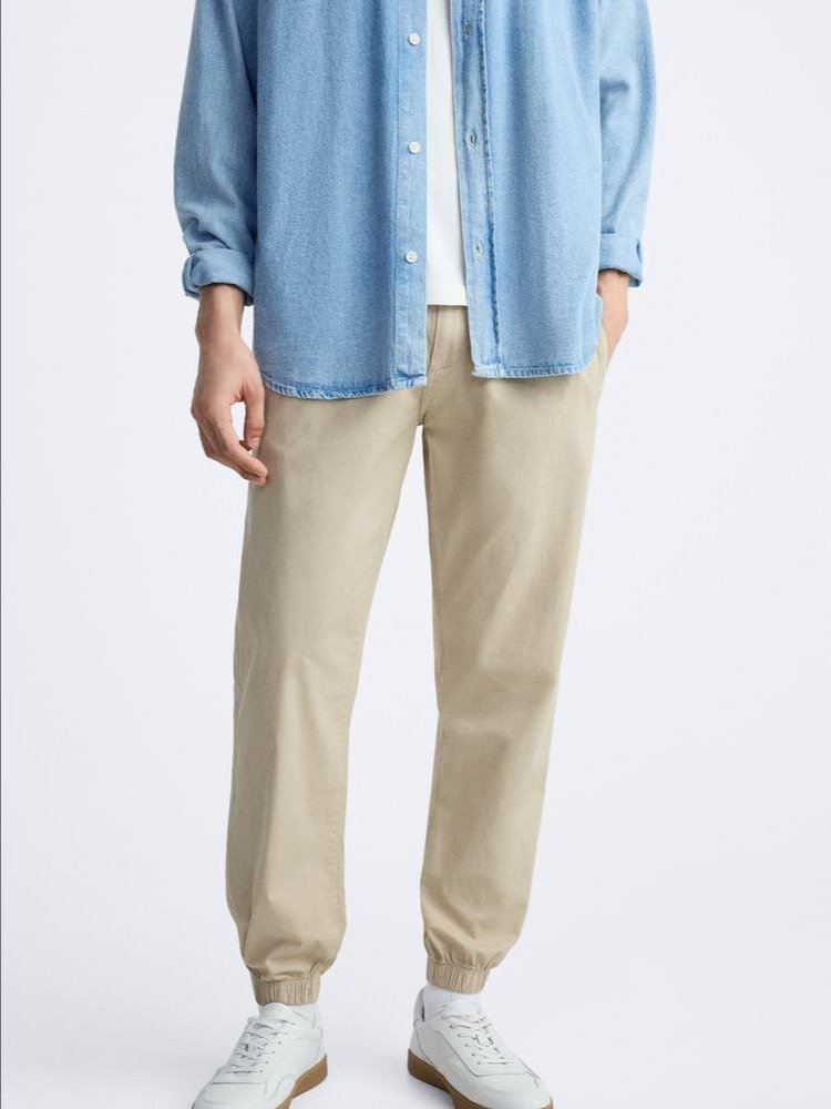 POPLIN JOGGER WAIST TROUSERS product image (9)