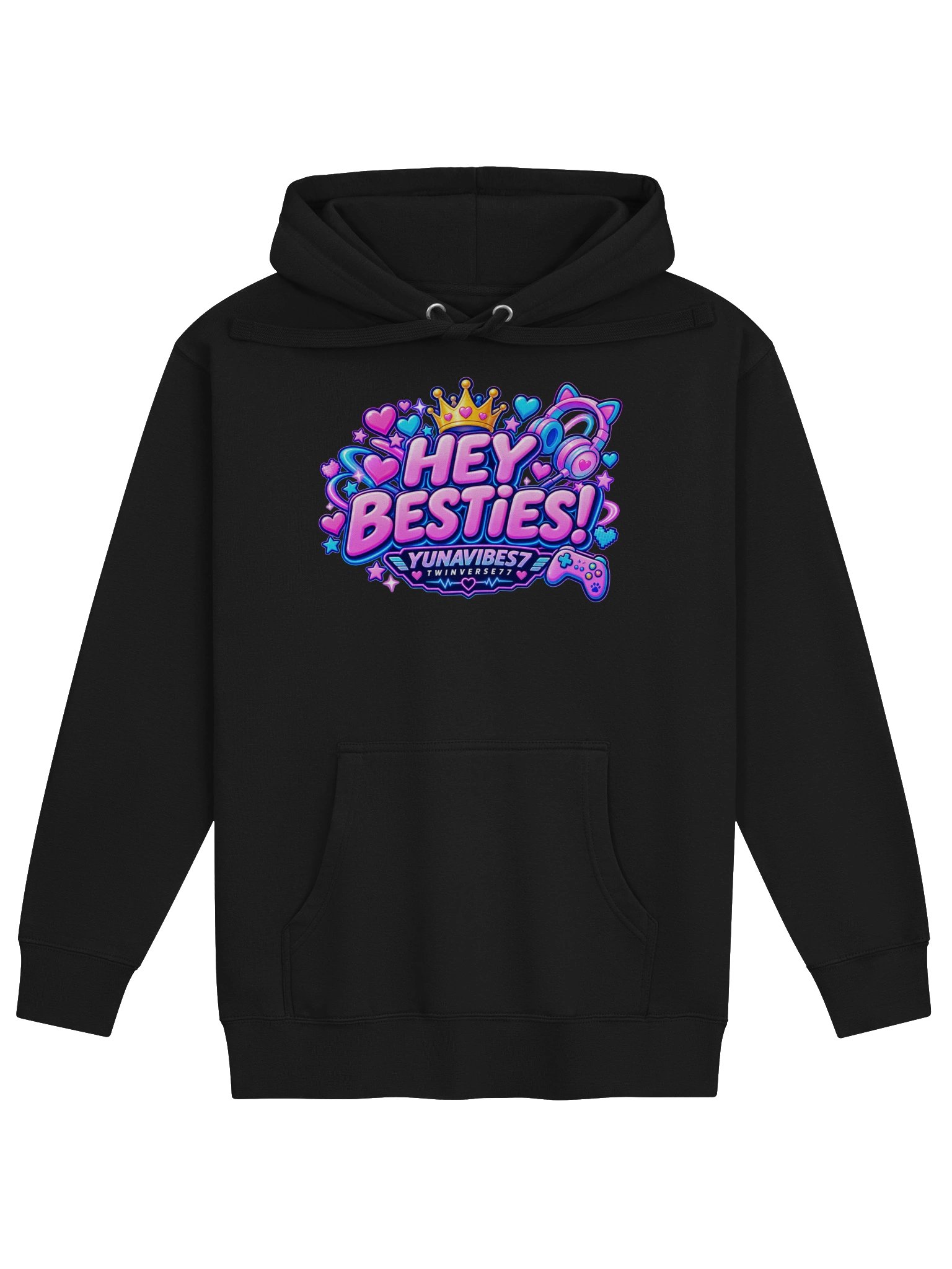 Hey Besties! YunaVibes7 Hoodie Jacket — Cute K-Pop Gamer Streetwear | YV7 TwinVerse77 Merch product image (1)