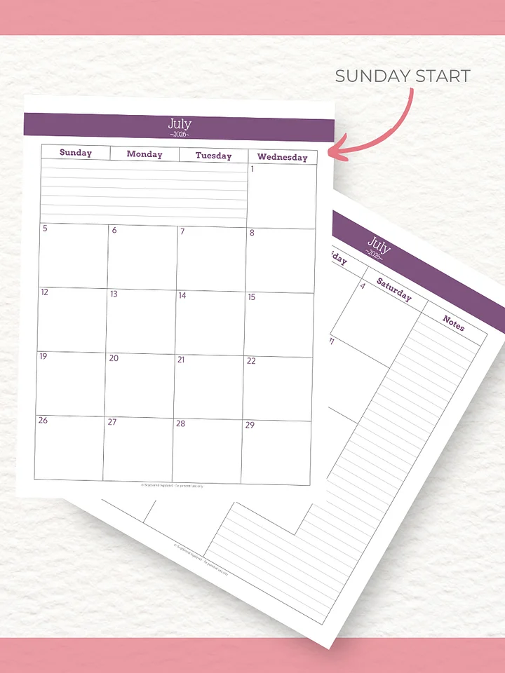 Understated Rainbow - 26/27 Calendar - 2 Pages per Month - Letter Size product image (2)
