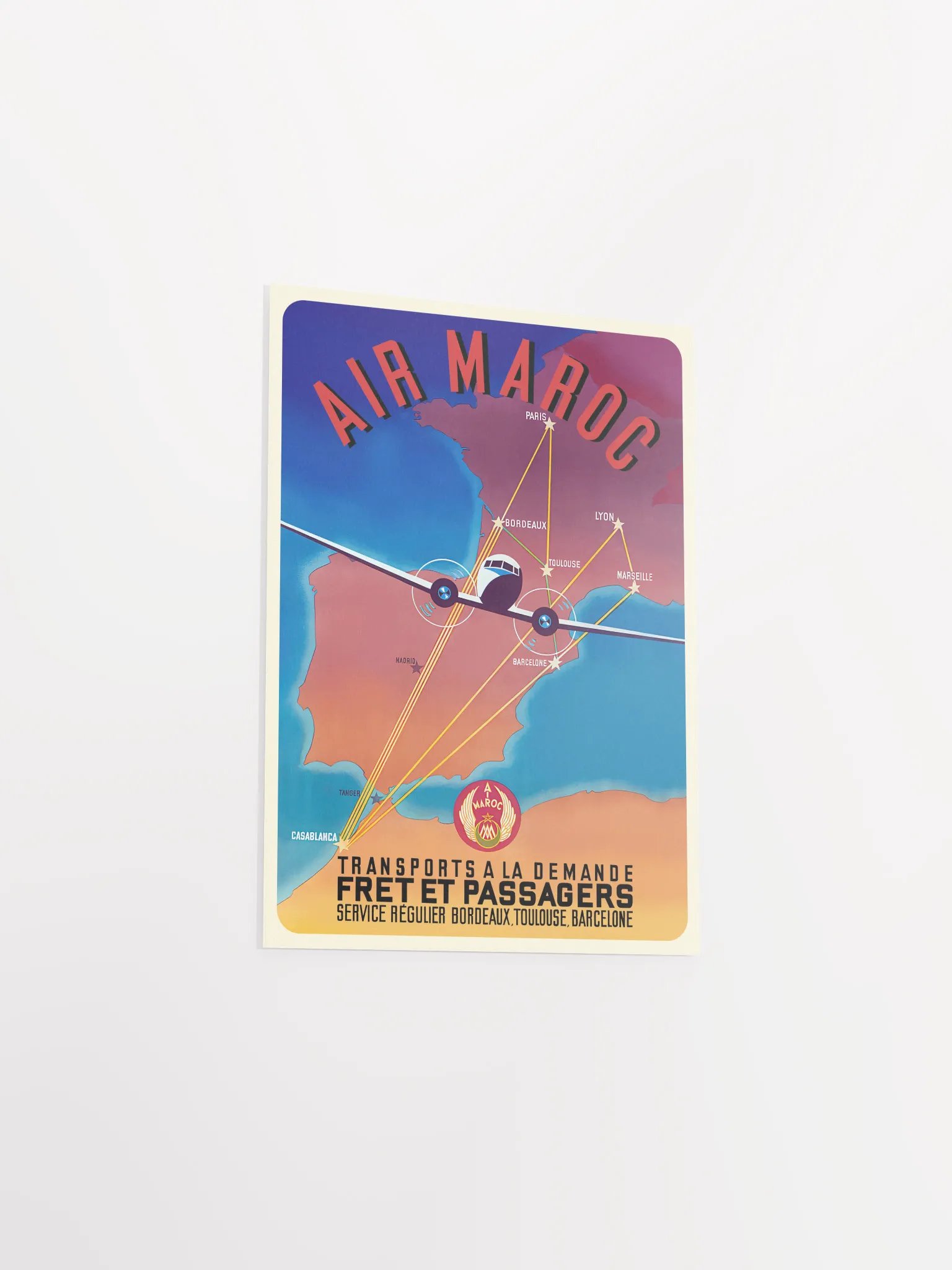 Morocco, Air Maroc, 1951 (Very Rare poster, Enhanced) — retro travel poster, vintage travel print product image (9)
