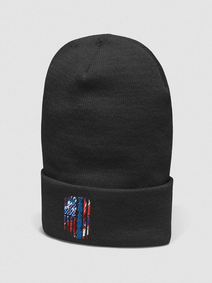 Patriotic Veteran Distressed Flag Beanie product image (2)
