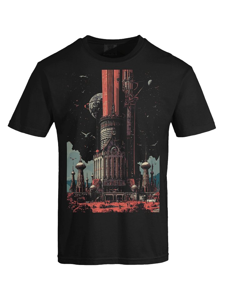 Retro Sci-Fi Tower Spaceport Heavyweight T-Shirt product image (2)