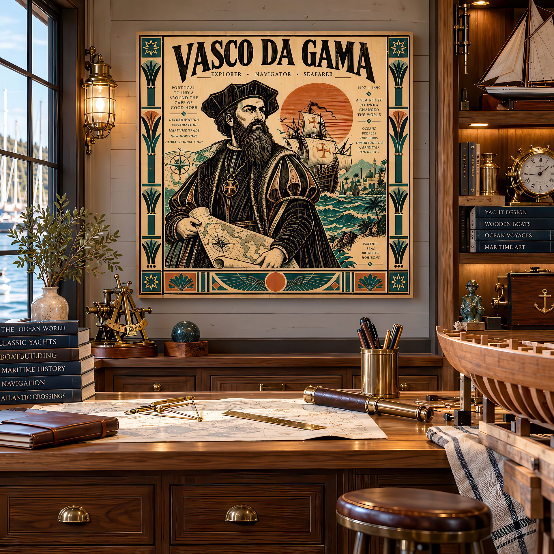 Vasco Da Gama | Birch Wood Art Panel | Historical Wall Decor | 24x24″ (60x60 cm) product image (6)