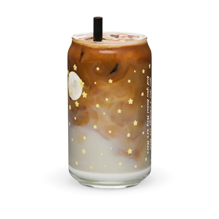 Good Friends Are Like Stars Glass Can Tumbler | 16oz Friendship-Themed Drinkware | Adorable Starry Night Design product image (2)