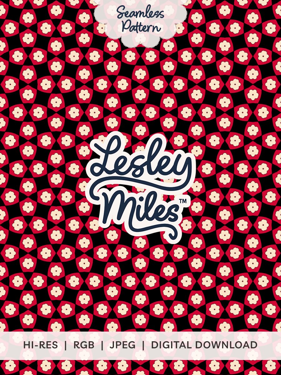 Groovy Moonlit Flowers Seamless Pattern product image (1)