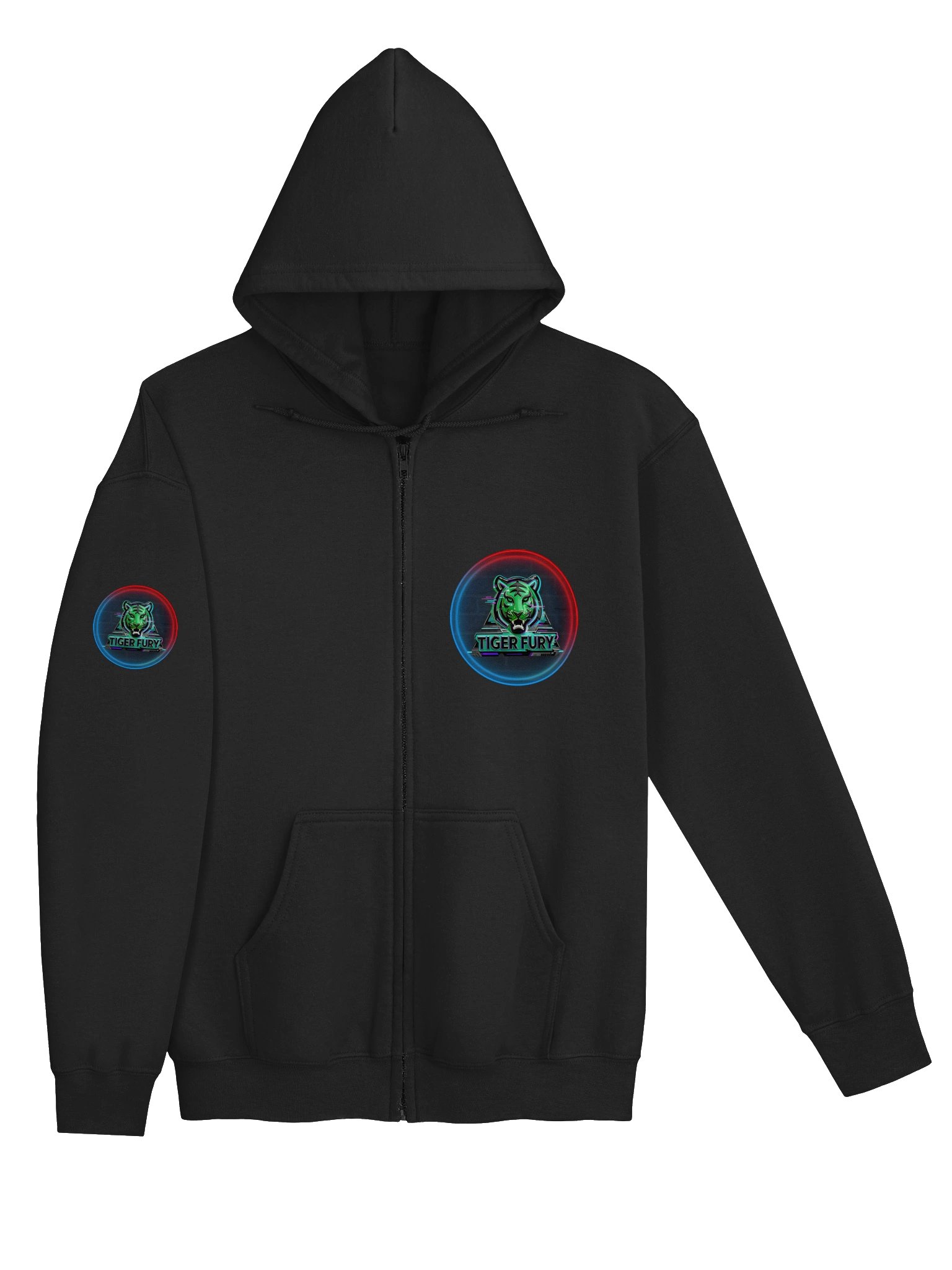 Tiger Fury Neon Glitch Zip Hoodie product image (34)