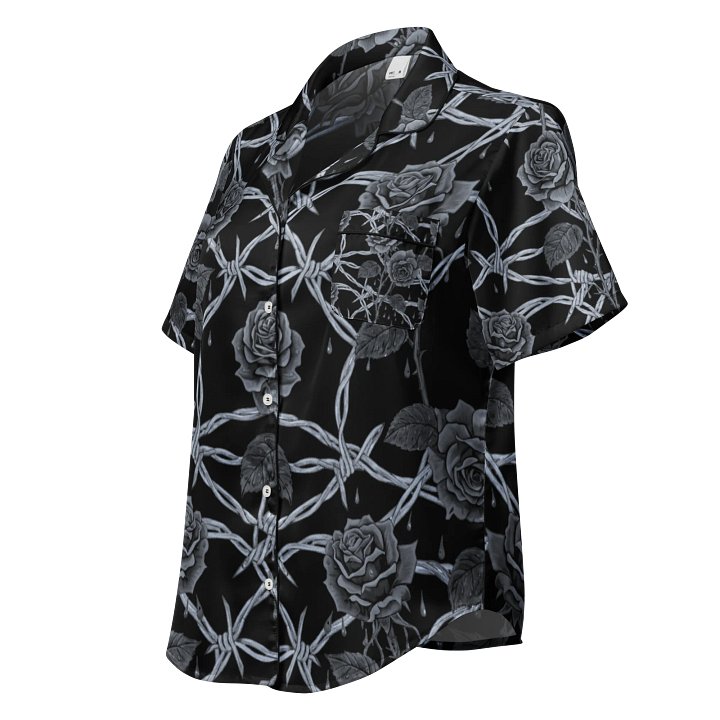 Grayscale Barbed Wire & Rose Pajama Top product image (1)