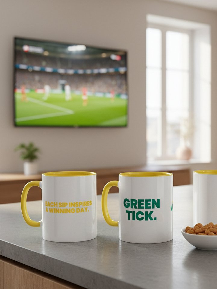 GREEN TICK Ceramic Mug with Yellow Inside product image (2)