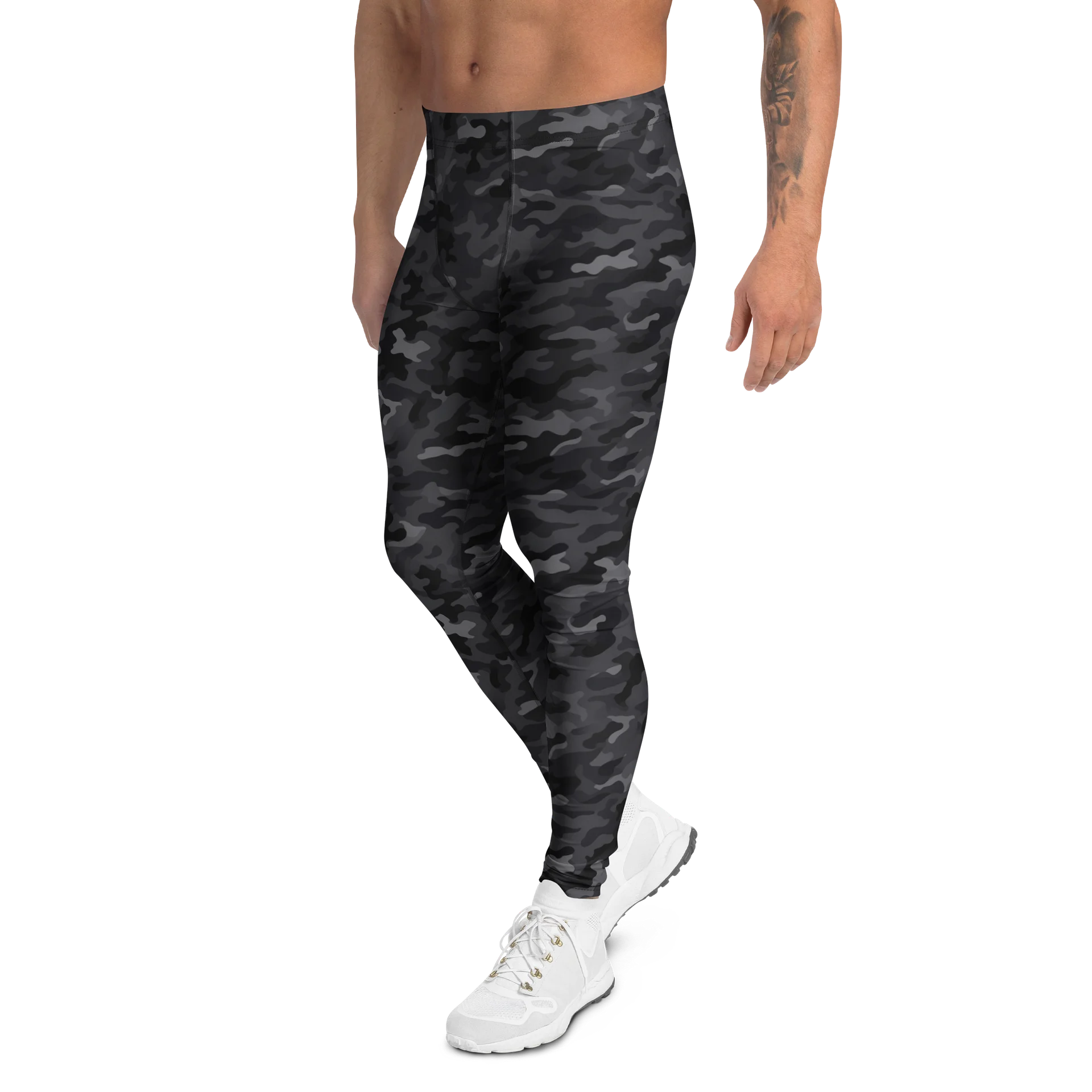 Comfortable Men's Leggings Bold Black Camo Print product image (4)