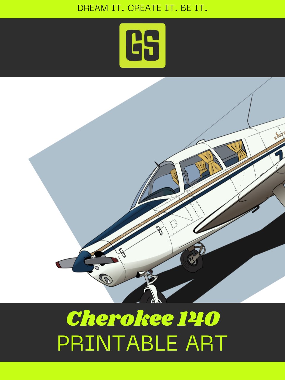 Piper Cherokee 140 ZS-EEJ Digital Printable Aviation Art Illustration The perfect Pilot Gift product image (3)