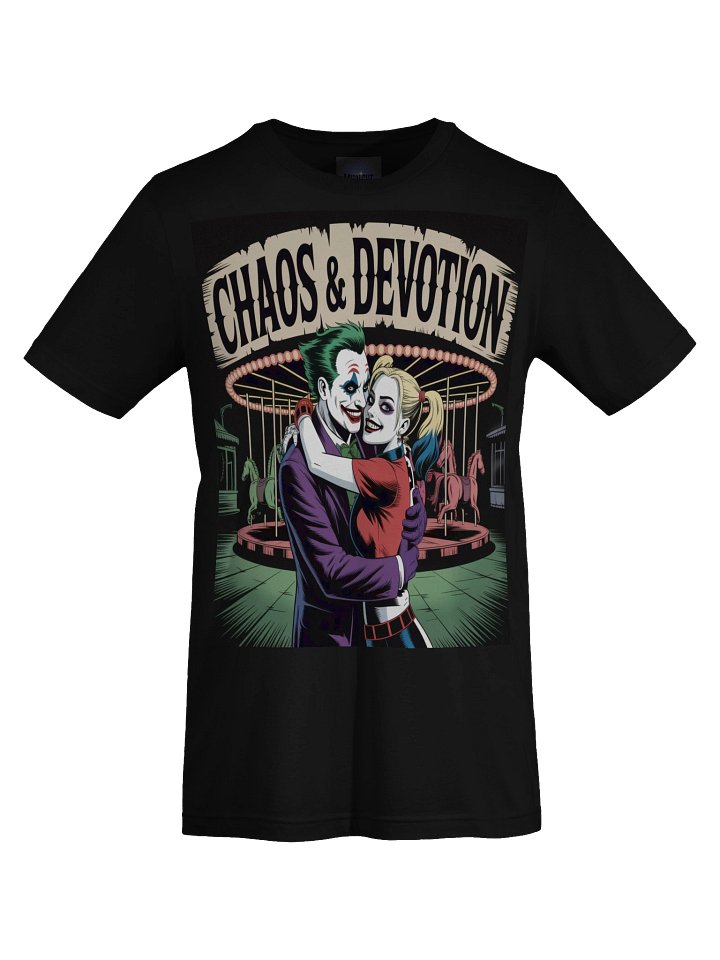 Chaos & Devotion: Joker and Harley Quinn Carousel Embrace T-Shirt product image (1)