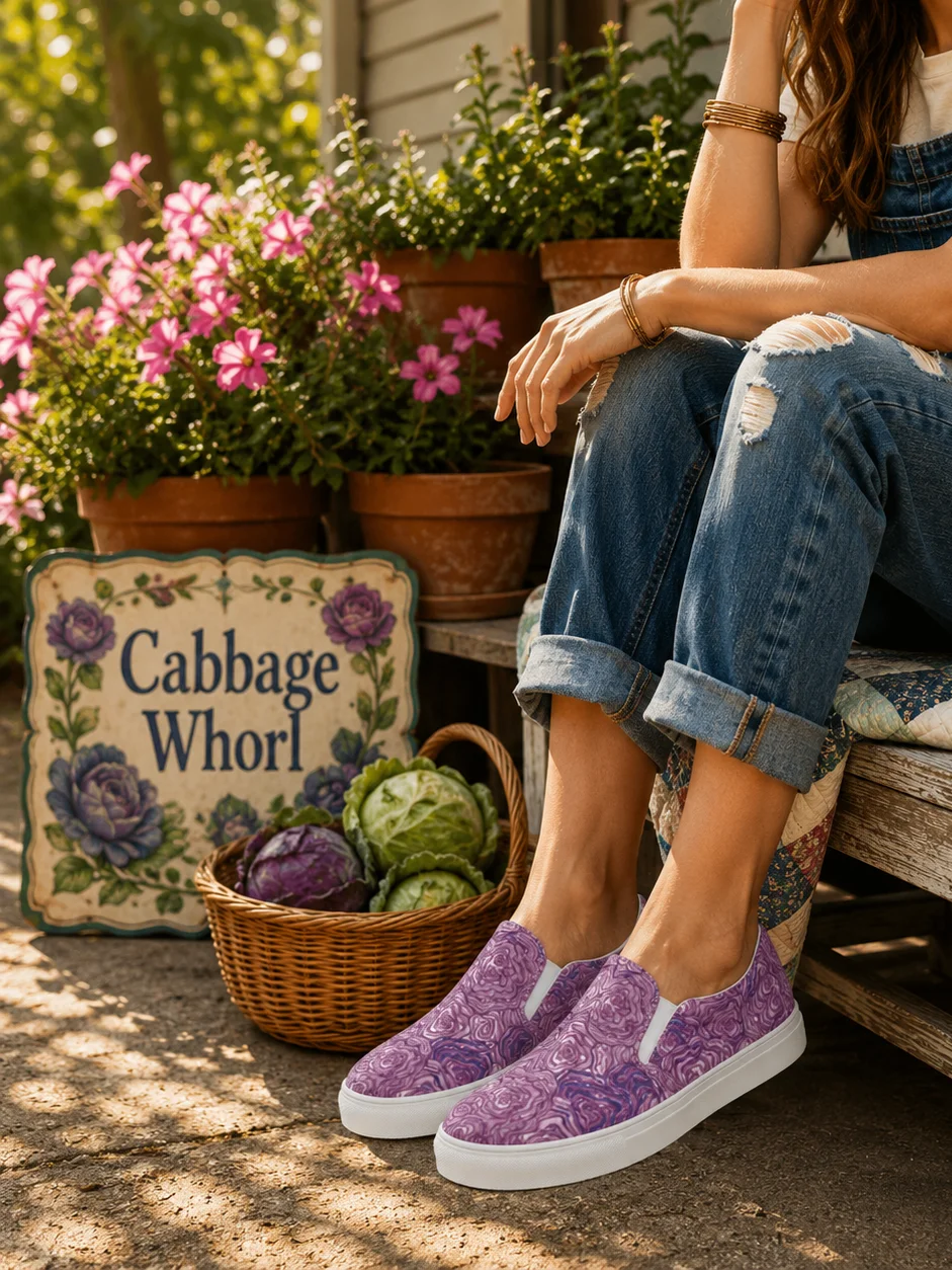 Cabbage Whorl – Women's Slip-On Canvas Shoes product image (1)