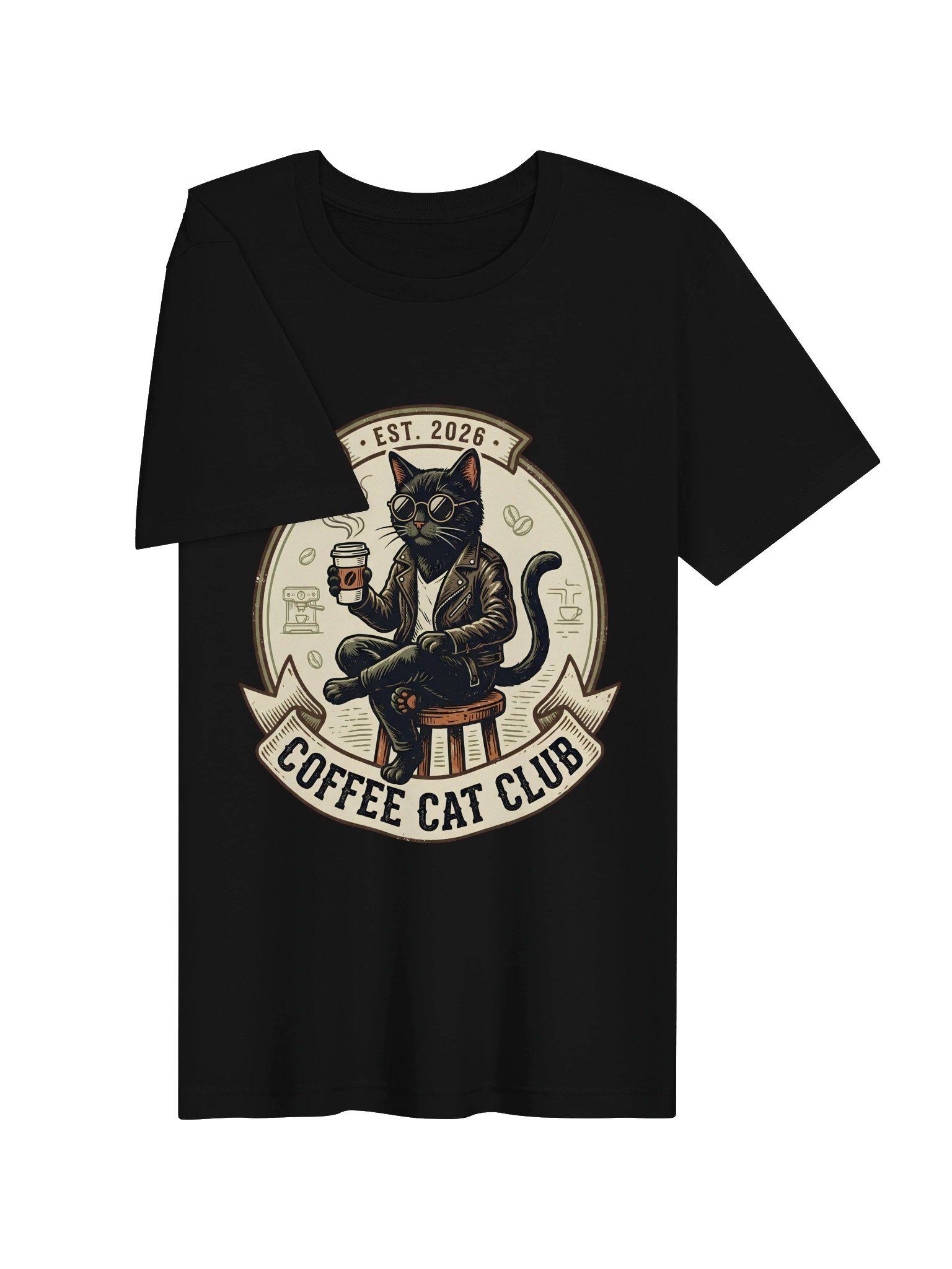 Coffee Cat Club T-Shirt - Vintage Black Cat EST. 2026 Graphic Tee product image (21)