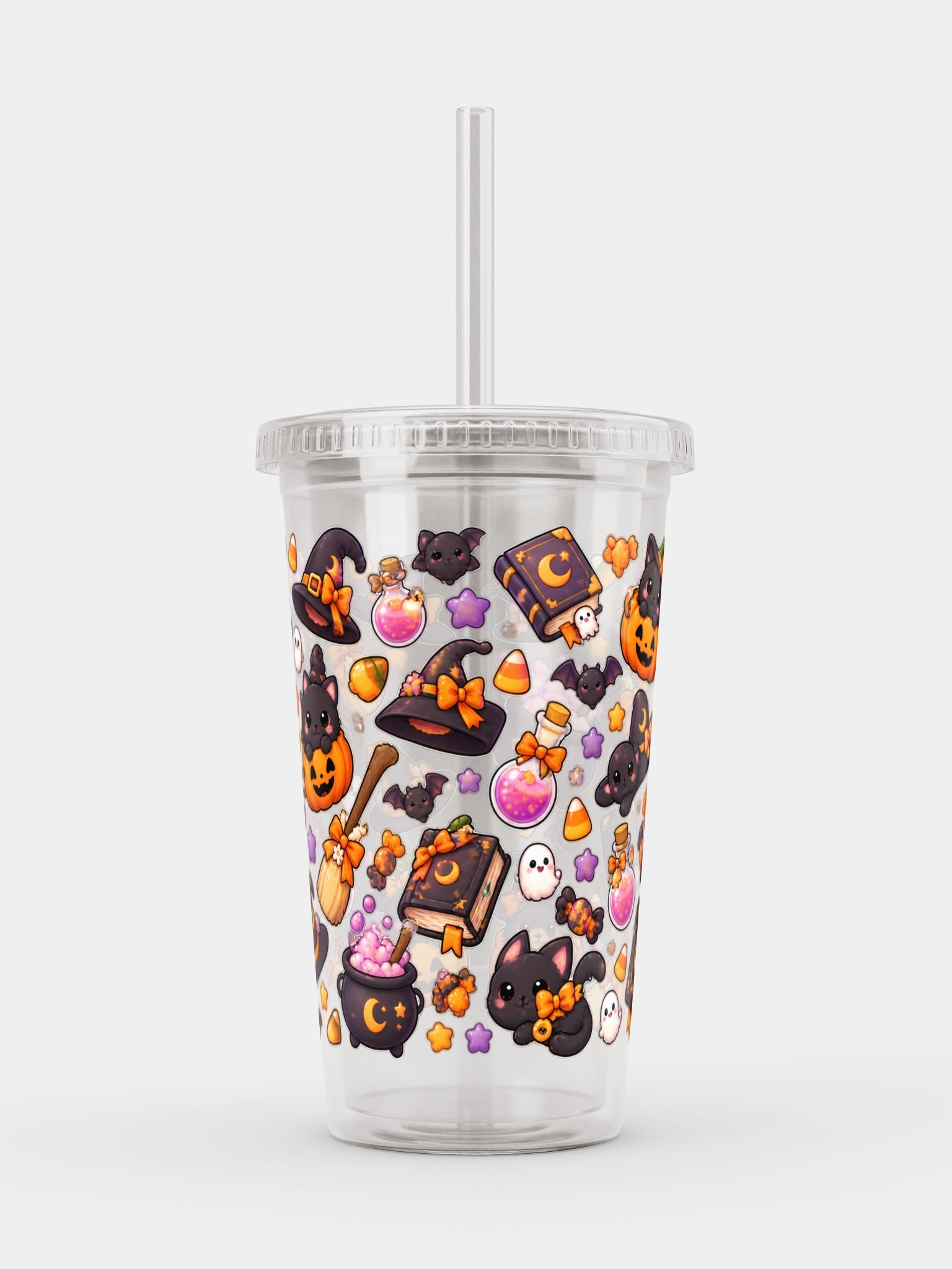 Cute Witch Vibes Clear Dual Wall Tumbler 16 Oz (473 ml) product image (1)