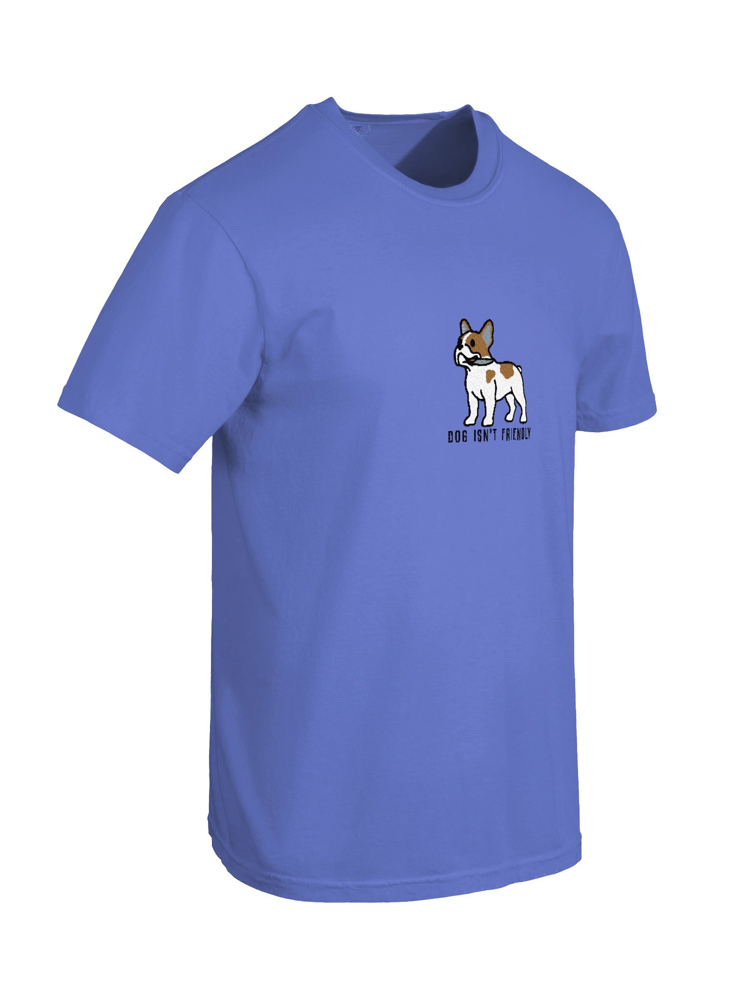Dog Isn't Friendly Funny Chibi-Style Embroidered T-Shirt for French Bulldog(Pied, Brown) Owners product image (46)