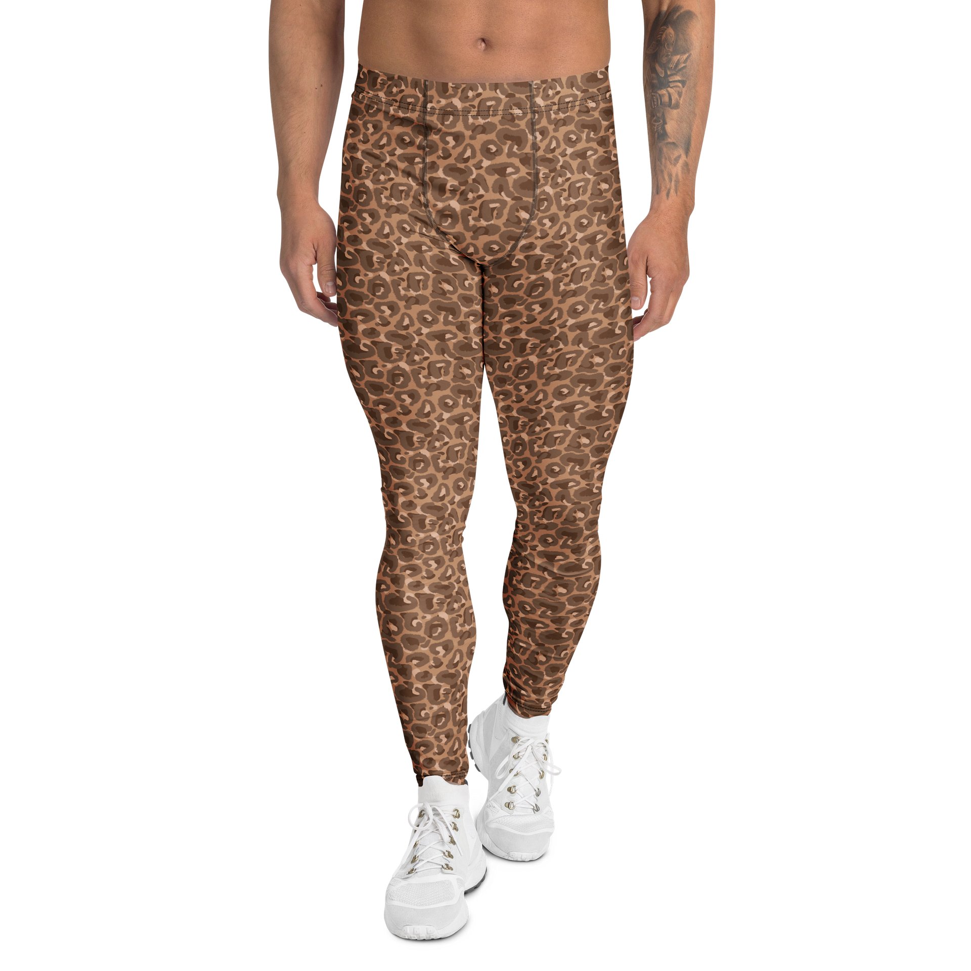 Comfortable Mens Leggings Bold Brown Leopard Print product image (1)