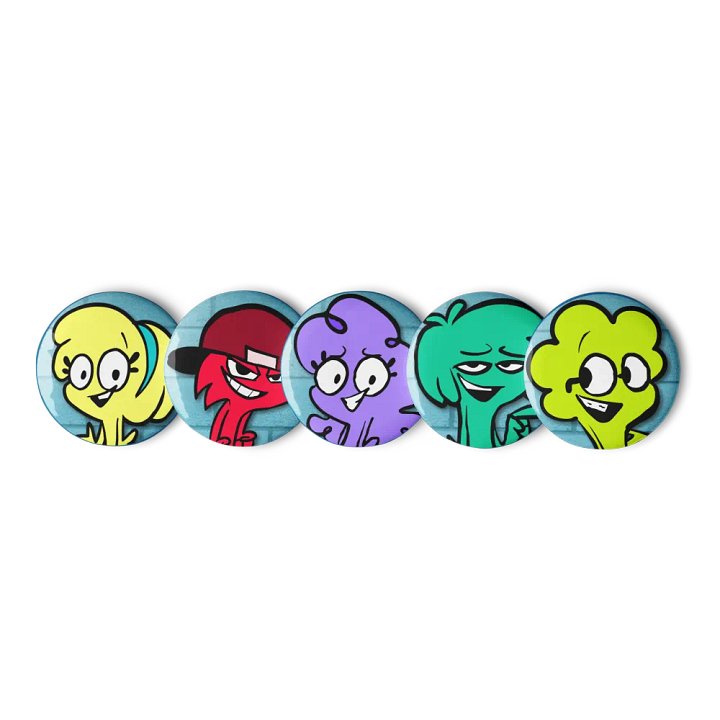 Cartoon Safety Pin Buttons Set 2 product image (2)