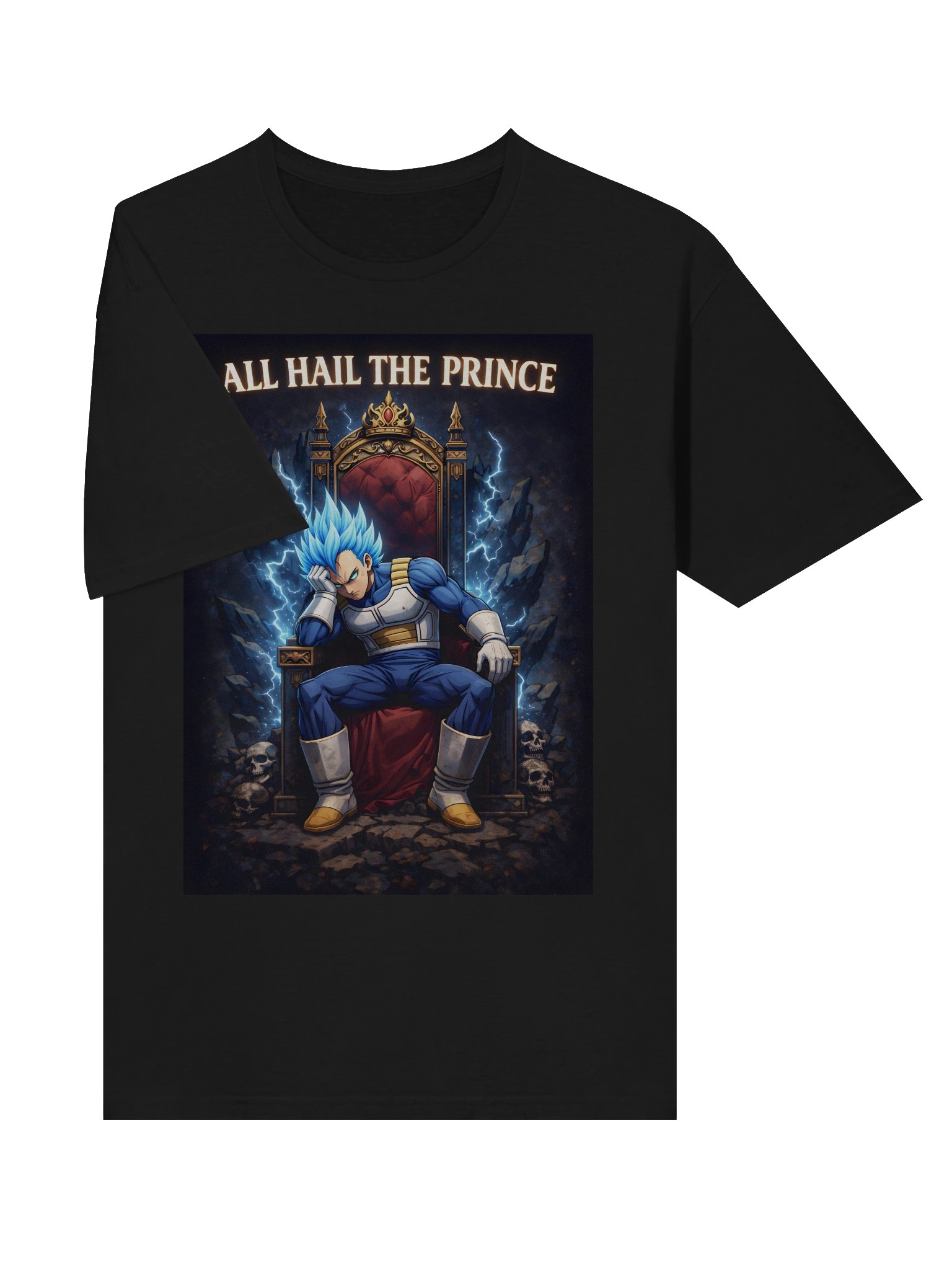 All Hail the Prince Anime Shirt – Super Blue Saiyan Throne Graphic Tee product image (39)